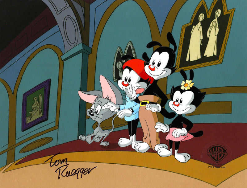 Animaniacs Original Production Cel Signed by Tom Ruegger: Wakko, Yakko, Dot