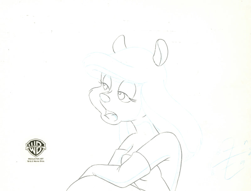 Animaniacs Original Production Cel with Matching Drawing Signed by Tom Ruegger: Minerva