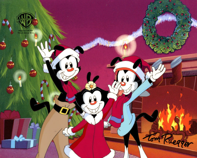 Animaniacs Original Production Cel Signed by Tom Ruegger: Wakko, Yakko, Dot