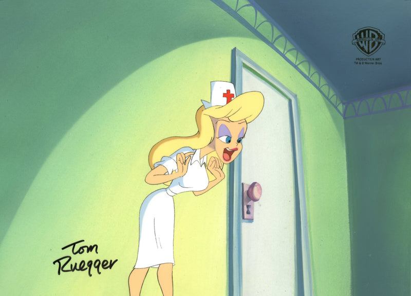 Animaniacs Original Production Cel on Original Background Signed by Tom Ruegger: Hello Nurse