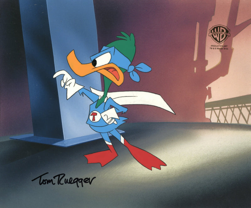 Tiny Toon Adventures Original Production Cel Signed by Tom Ruegger: Plucky Duck