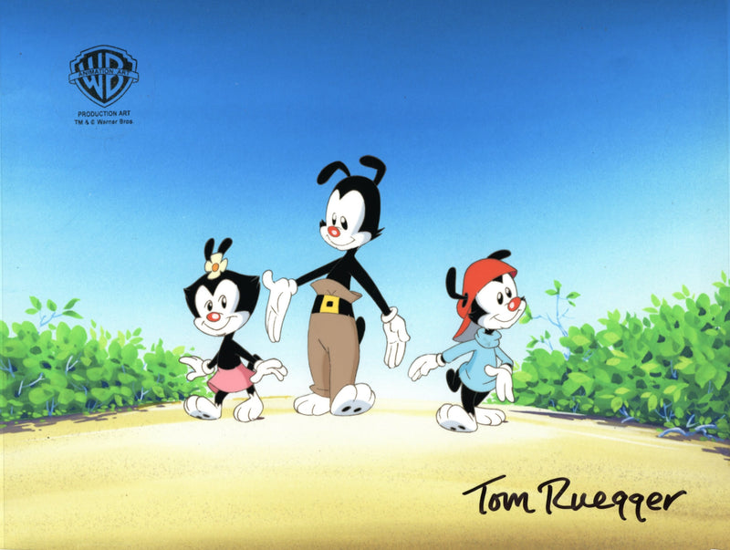 Animaniacs Original Production Cel Signed by Tom Ruegger: Yakko, Wakko, Dot