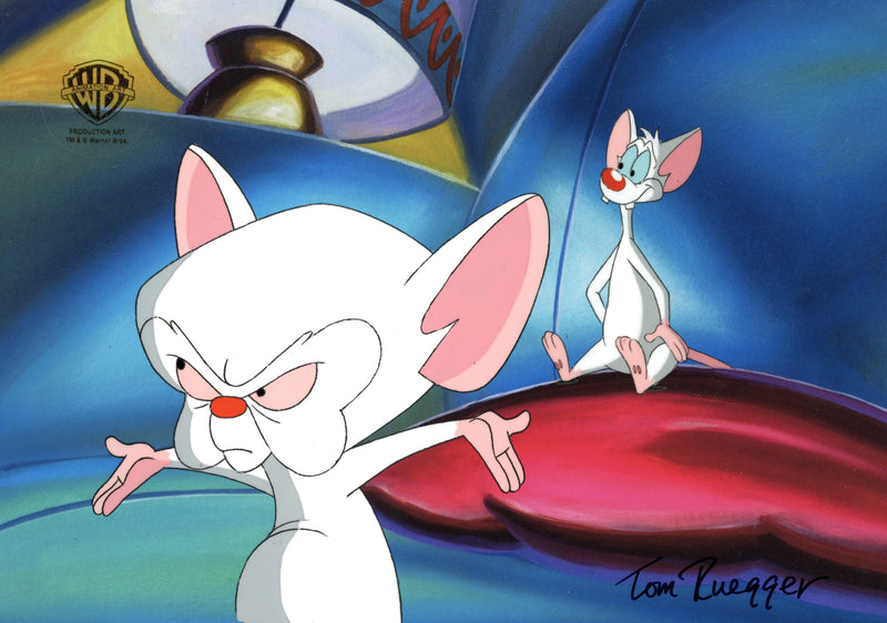 Pinky And The Brain Original Production Cel Signed by Tom Ruegger: Pinky, Brain