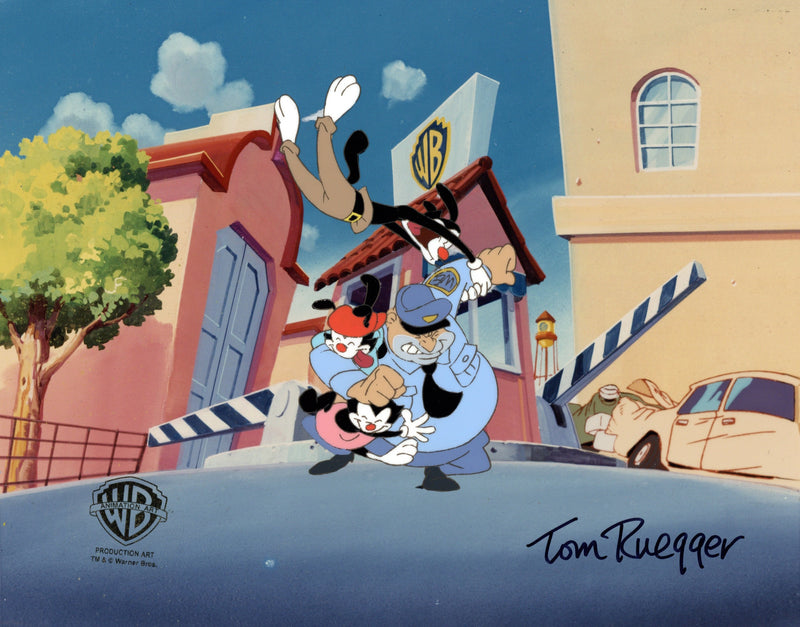 Animaniacs Original Production Cel Signed by Tom Ruegger: Yakko, Wakko, Dot, Ralph