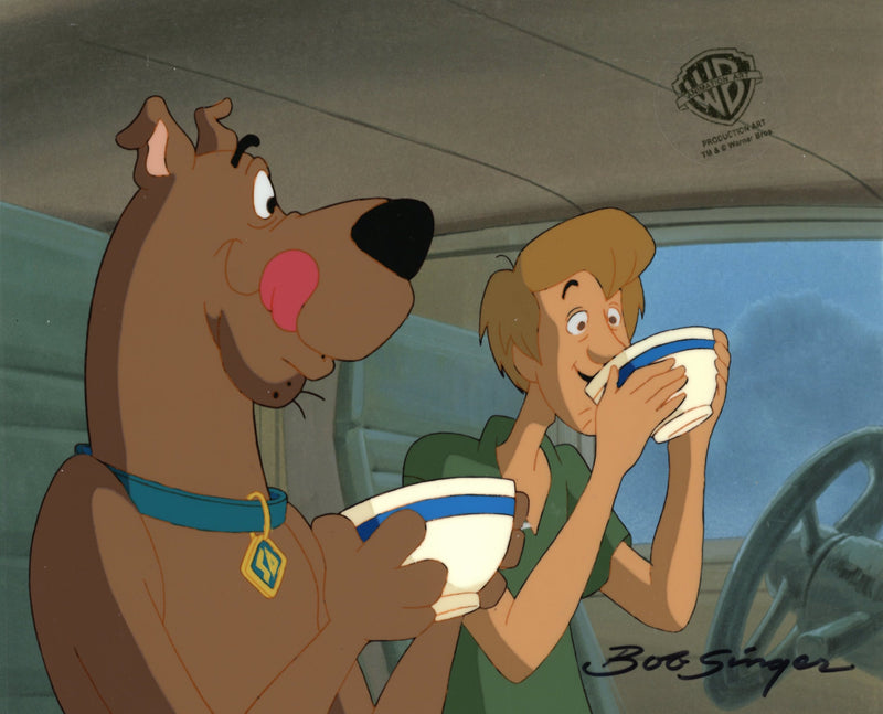 Scooby-Doo on Zombie Island Original Production Cel Signed by Bob Singer: Scooby and Shaggy