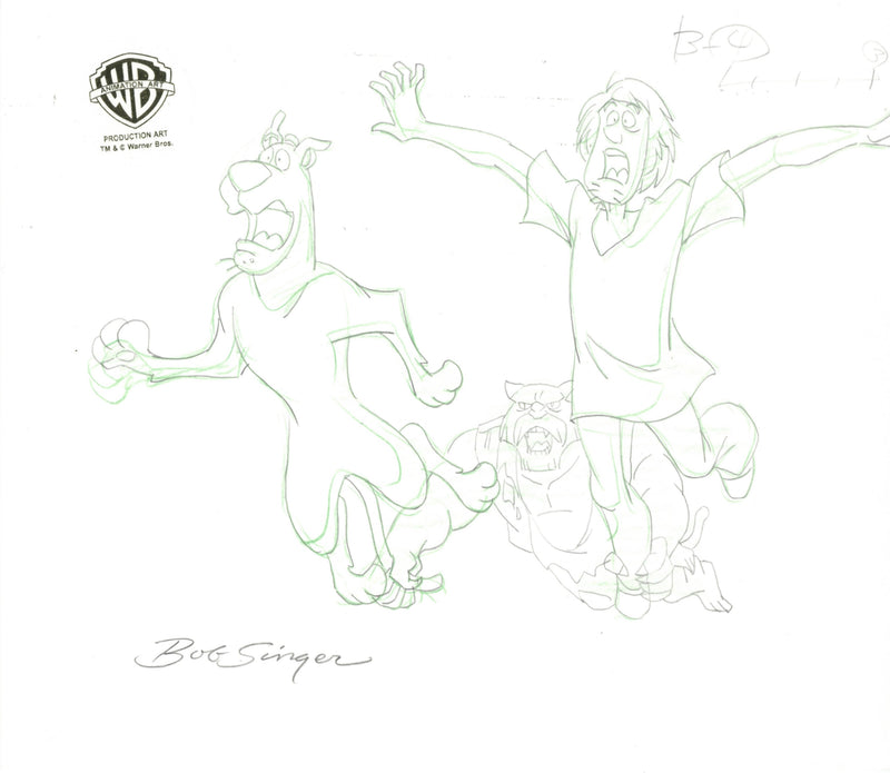 Scooby-Doo on Zombie Island Original Production Drawing Signed by Bob Singer: Scooby and Shaggy