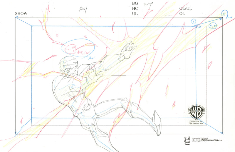 Legion of Superheroes Original Production Drawing: Lightning Lad