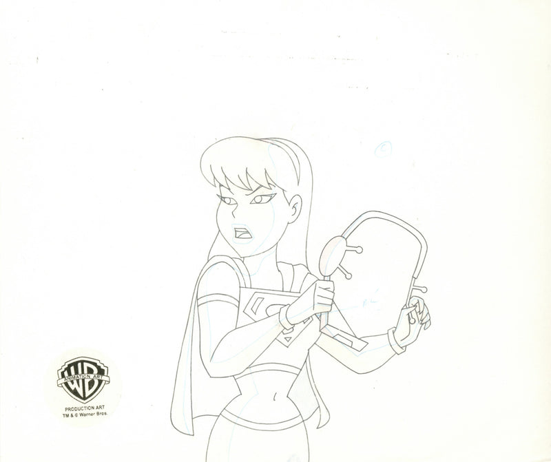 Superman the Animated Series Original Production Cel with Matching Drawing: Supergirl