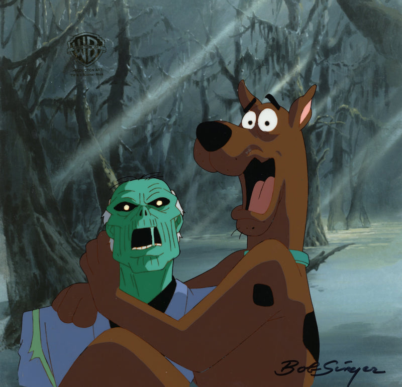 Scooby-Doo on Zombie Island Original Production Cel with Matching Drawing Signed by Bob Singer: Scooby