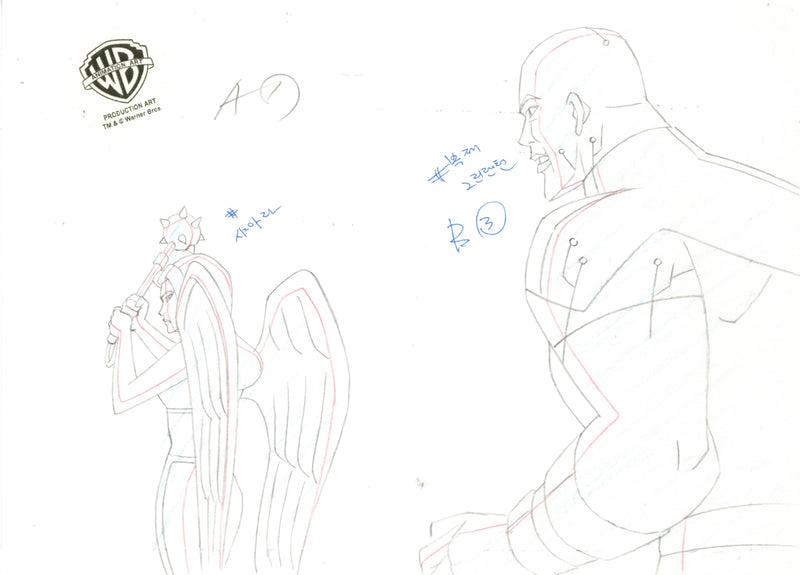 Justice League Unlimited Original Production Drawing: Hawkgirl, Green Lantern