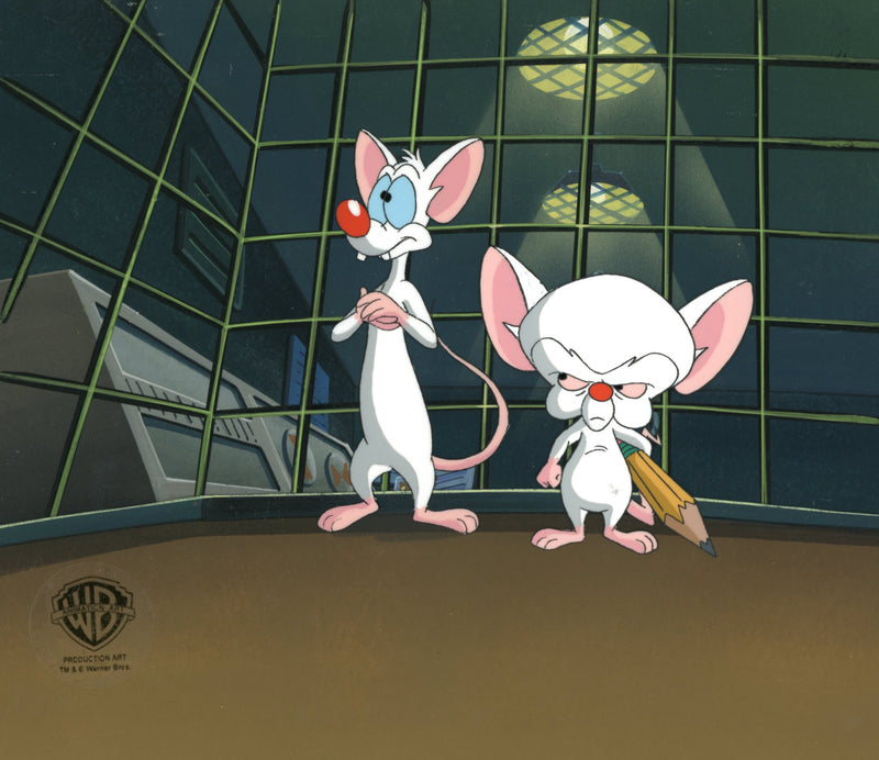 Pinky And The Brain Original Production Cel on Original Background: Pinky, Brain