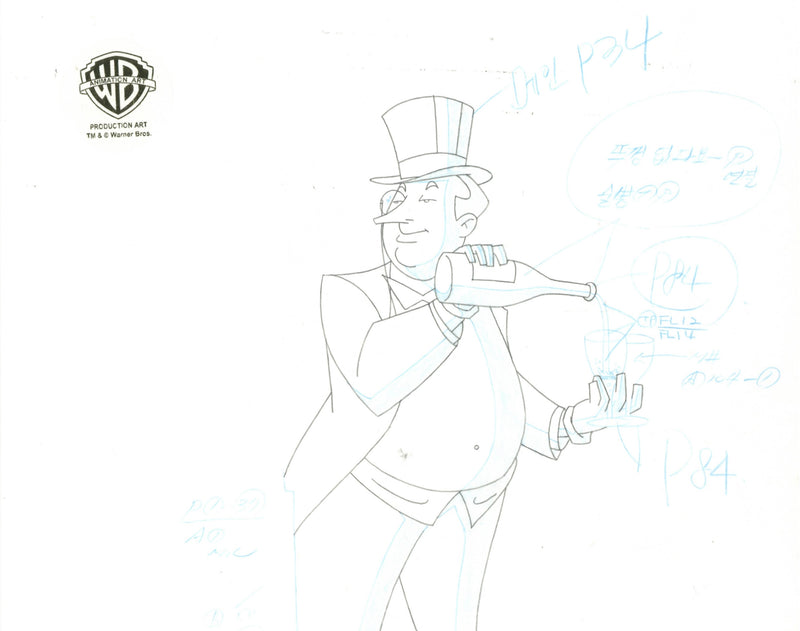 The New Batman Adventures Original Production Cel on Original Background with Matching Drawing: The Penguin