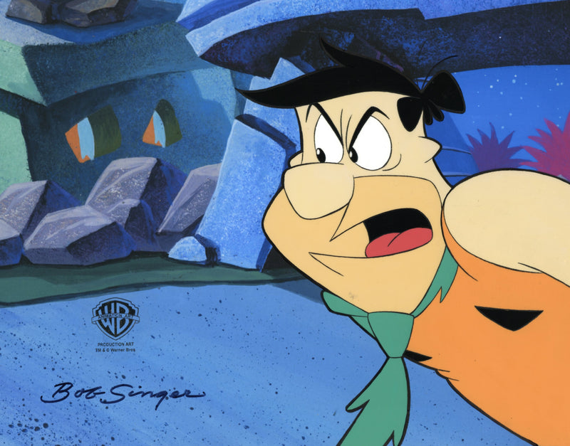 The Flintstones Original Production Cel With Matching Drawing Signed Bob Singer: Fred Flintstone