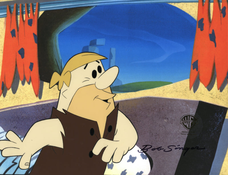 The Flintstones Original Production Cel With Matching Drawing Signed Bob Singer: Barney Rubble