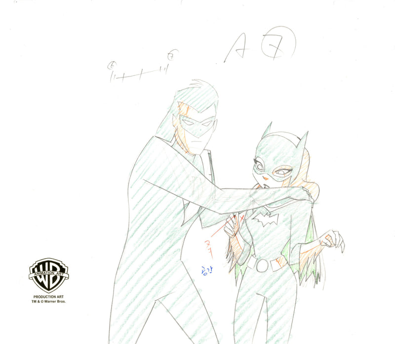 The New Batman Adventures Original Production Drawing: Nightwing and Batgirl