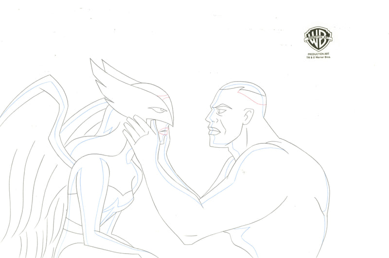 Justice League Original Production Drawing: Hawkgirl, Green Lantern