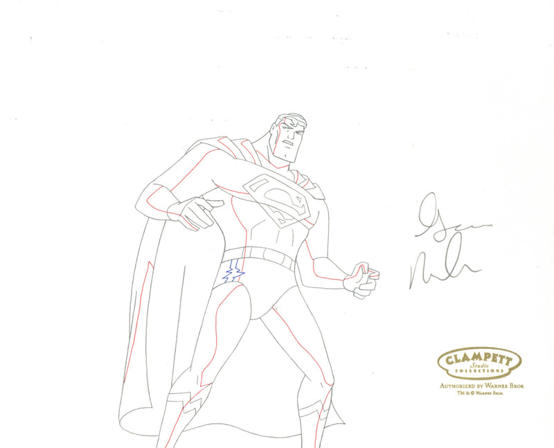 Justice League Original Production Drawing Signed by George Newbern: Superman