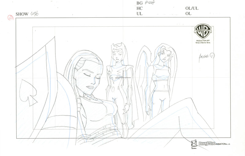 Justice League Unlimited Original Production Drawing: Dr. Light, Hawkgirl