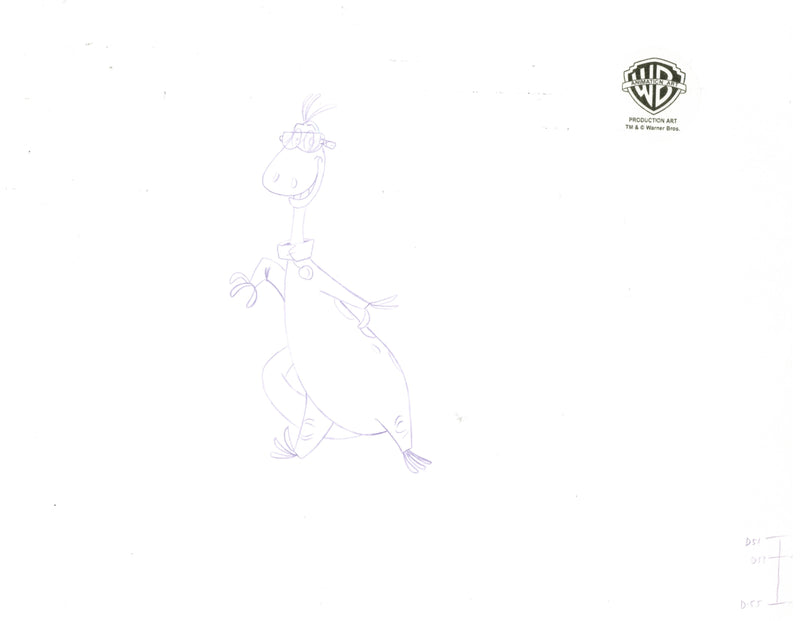 The Flintstones Original Production Cel With Matching Drawing Signed Bob Singer: Dino