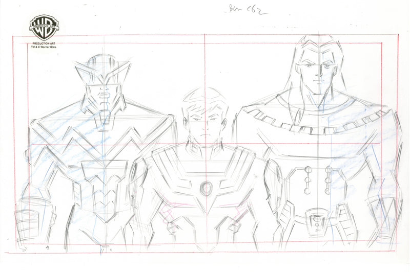 Justice League Unlimited Original Production Drawing: Juice, Wind Dragon, Long Shadow