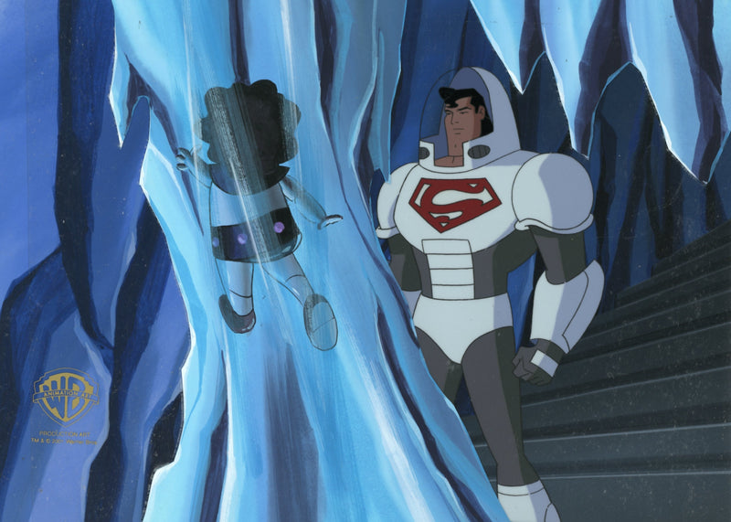 Superman the Animated Series Original Production Cel on Original Background: Superman