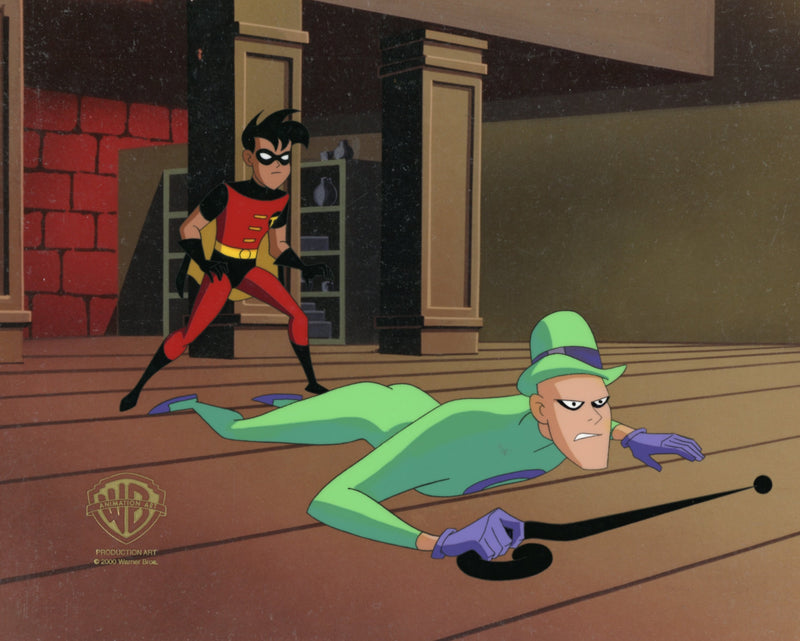 Superman the Animated Series Original Production Cel with Matching Drawings: Robin, Riddler