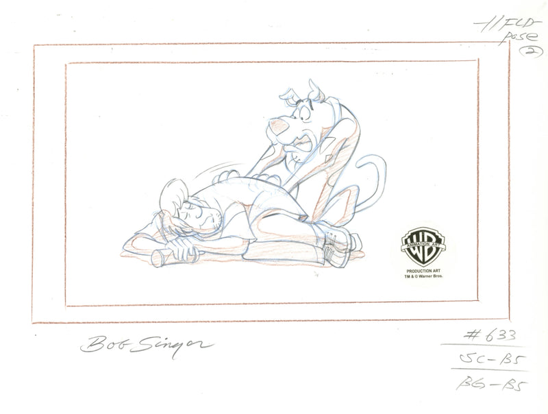 What's New, Scooby-Doo? Original Production Drawing Signed by Bob Singer: Shaggy and Scooby