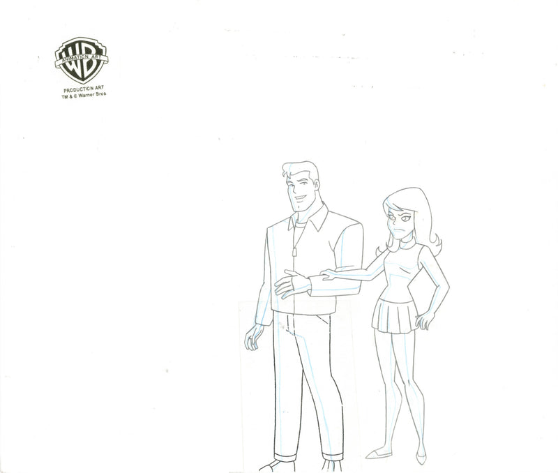 Superman the Animated Series Original Production Cel with Matching Drawing: Clark, Lana