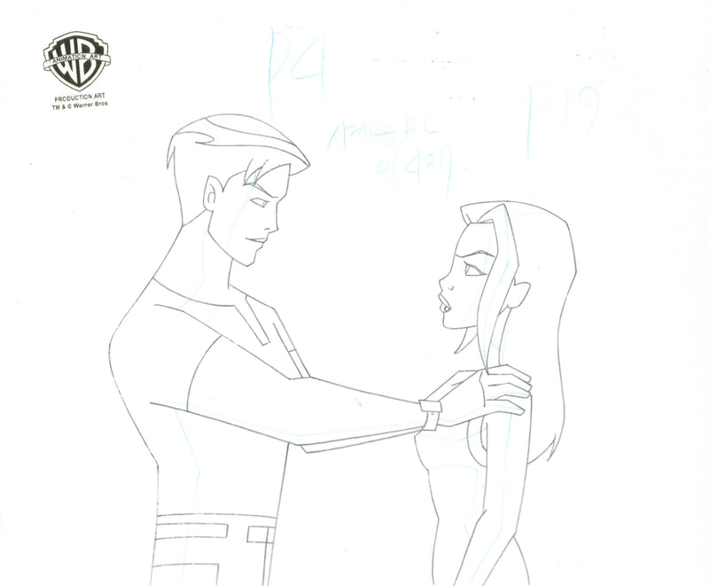 Batman Beyond Original Production Cel with Matching Drawing: Terry and Dana