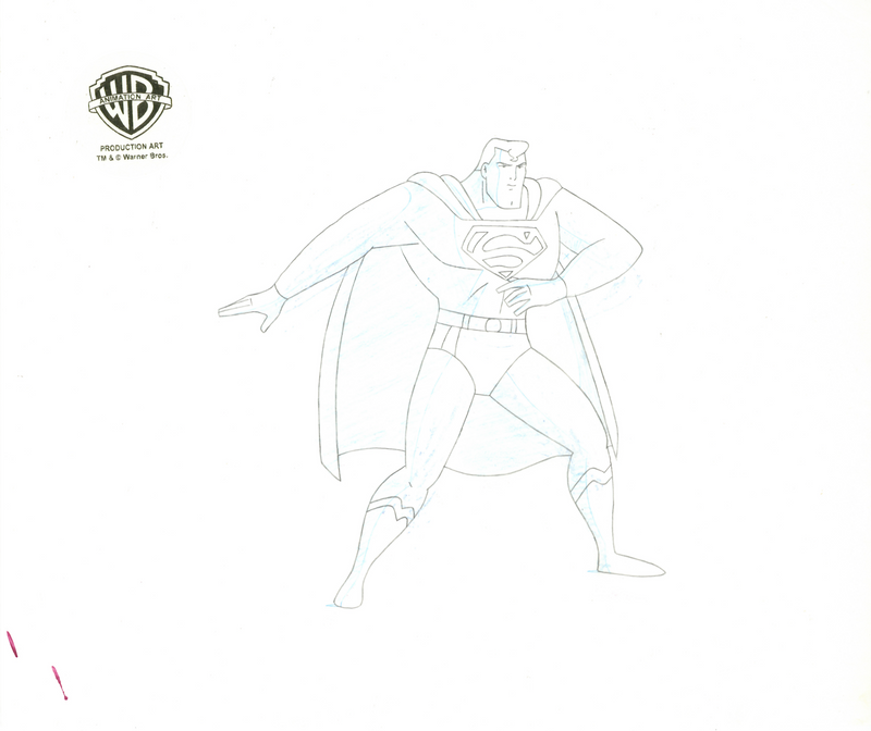 Superman The Animated Series Original Production Cel with Matching Drawing: Superman, Lois Lane