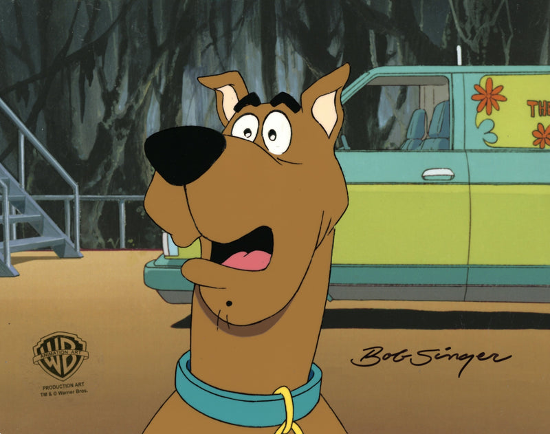 Scooby-Doo on Zombie Island Original Production Cel with Matching Drawing Signed by Bob Singer: Scooby