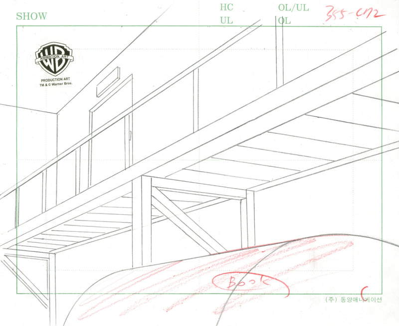 Batman Beyond Original Production Cel on Original Background with Matching Drawings: Batman