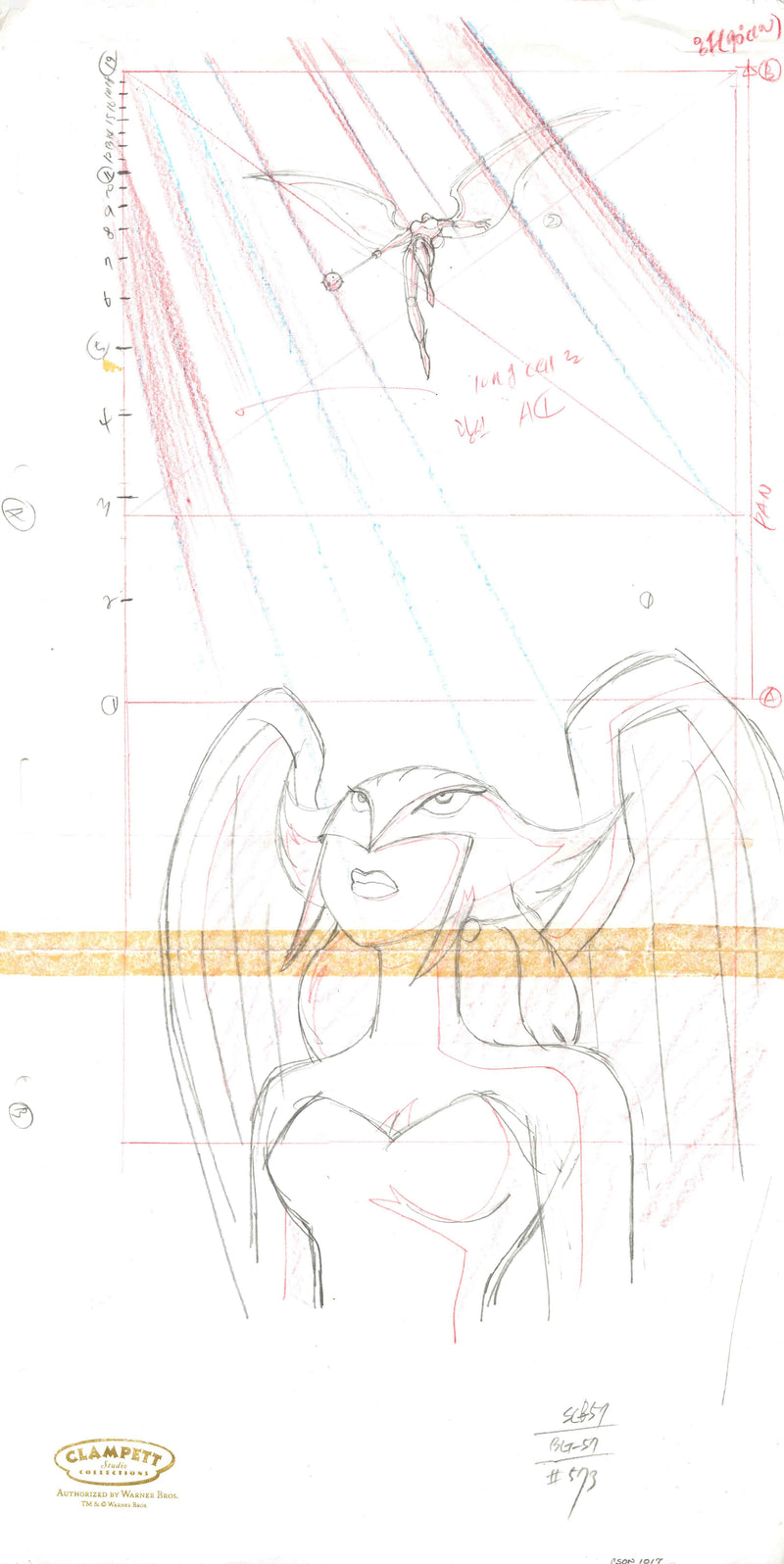 Justice League Original Production Pan Drawing: Hawkgirl