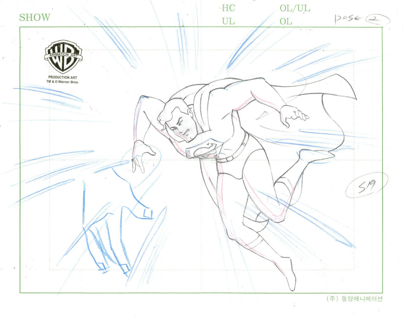 Superman The Animated Series Original Production Drawing: Superman