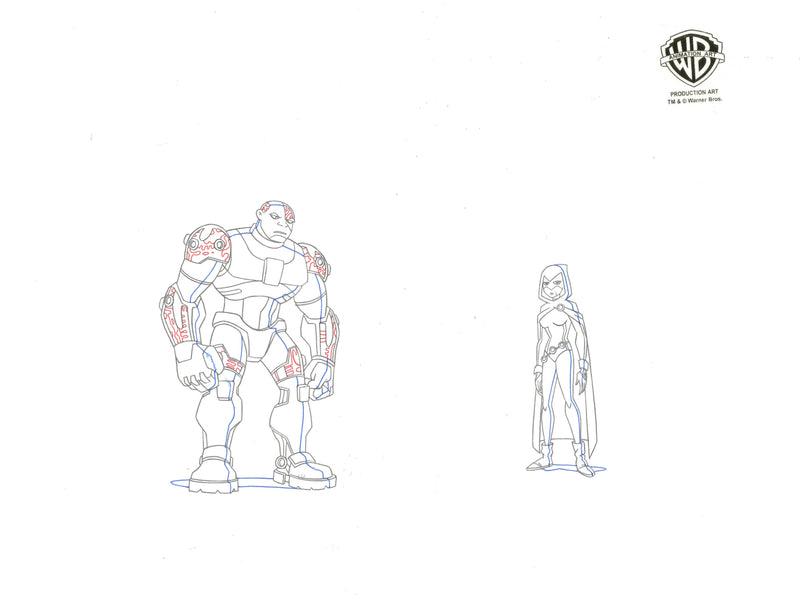 Teen Titans Original Production Drawing: Cyborg, Raven