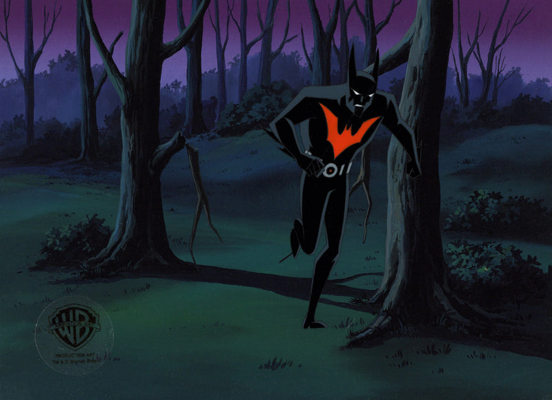 Batman Beyond Original Production Cel on Original Background with Matching Drawings: Batman