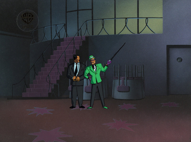 Batman The Animated Series Original Production Cel On Original Background: Riddler, Daniel Mockridge