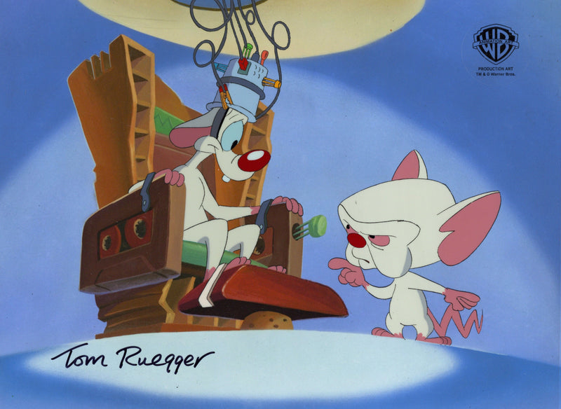 Pinky And The Brain Original Production Cel Signed by Tom Ruegger: Pinky, Brain