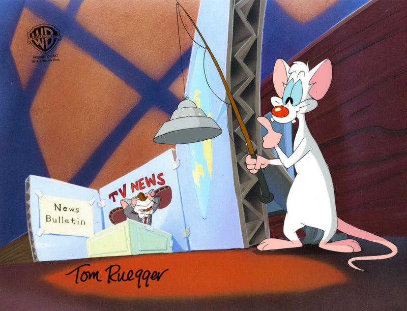 Pinky And The Brain Original Production Cel Signed by Tom Ruegger: Pinky, Brain