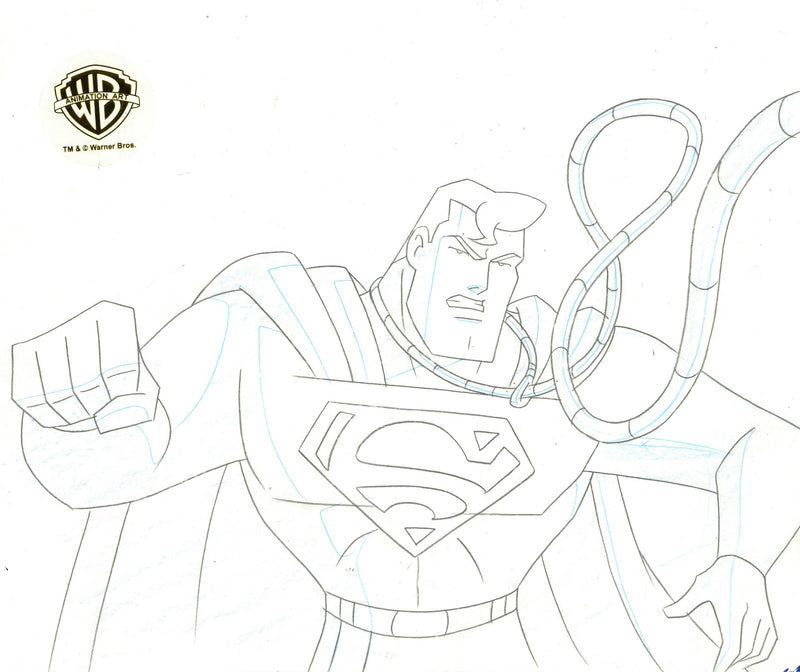 Superman The Animated Series Original Production Cel with Matching Drawing: Superman