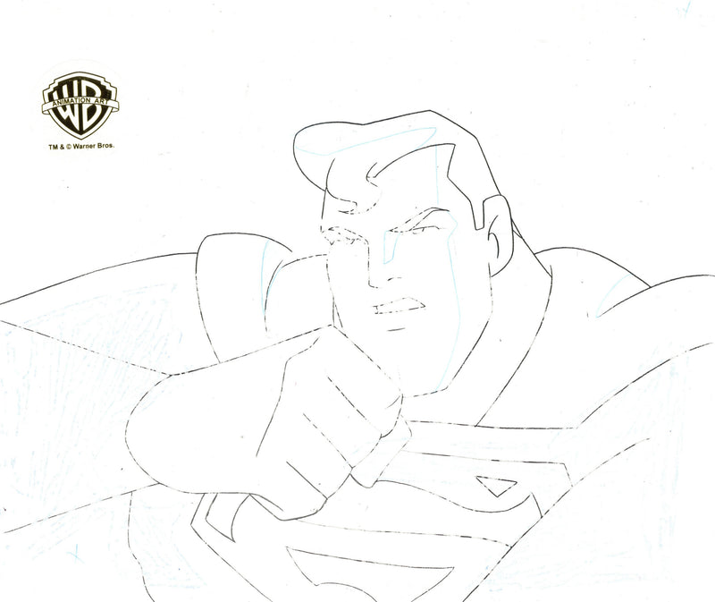 Superman The Animated Series Original Production Cel with Matching Drawing: Superman