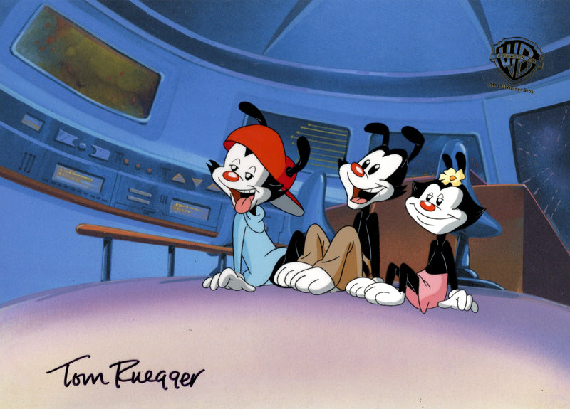 Animaniacs Original Production Cel Signed by Tom Ruegger: Yakko, Wakko, Dot