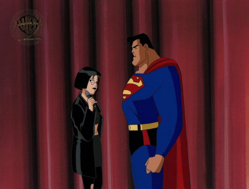 Superman The Animated Series Original Production Cel with Matching Drawing: Leslie Willis, Superman