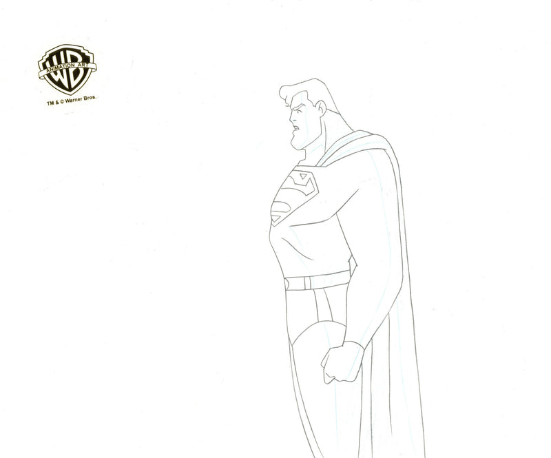 Superman The Animated Series Original Production Cel with Matching Drawing: Leslie Willis, Superman