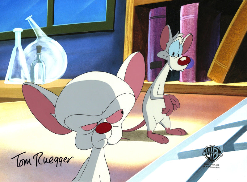 Pinky and the Brain Original Production Cel Signed by Tom Ruegger: Pinky, Brain