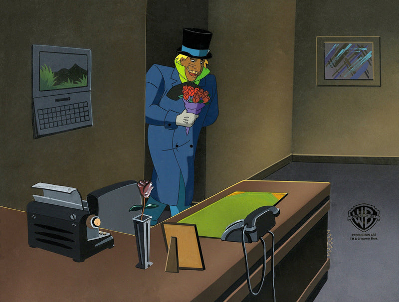 Batman The Animated Series Original Production Cel On Original Background: Mad Hatter