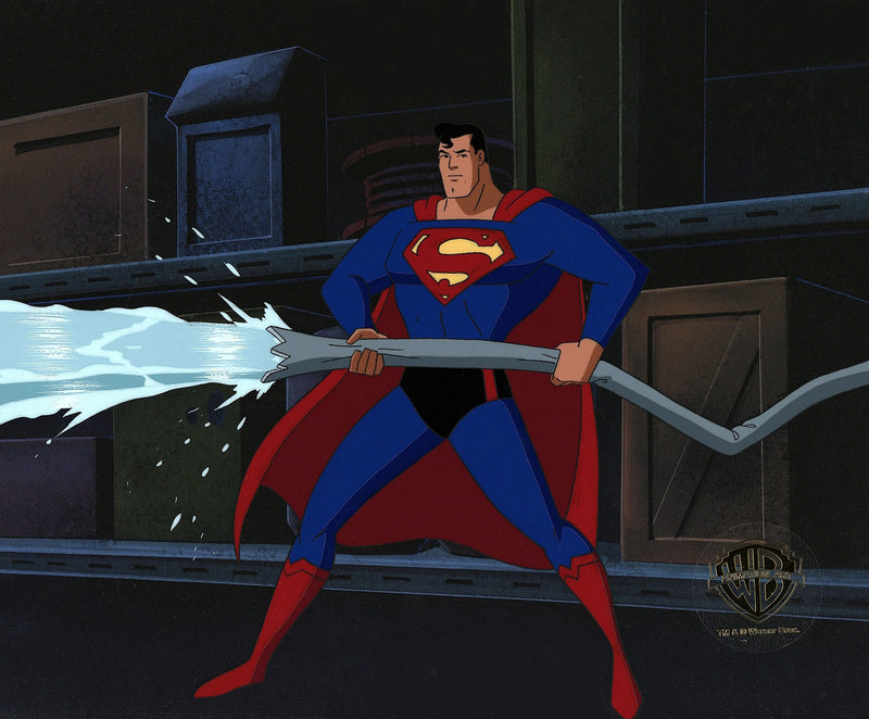 Superman The Animated Series Original Production Cel with Matching Drawing: Superman