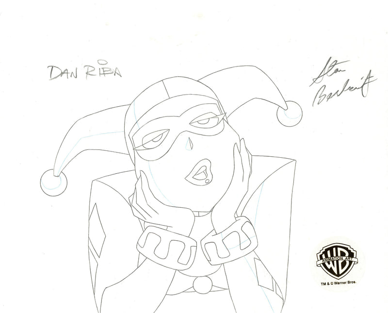 The New Batman Adventures Original Production Drawing Signed by Dan Riba and Stan Berkowitz: Harley Quinn