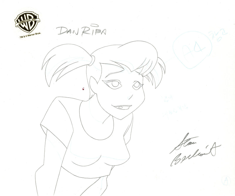 The New Batman Adventures Original Production Drawing Signed by Dan Riba and Stan Berkowitz: Harley