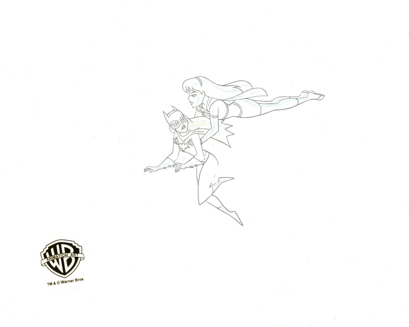 The New Batman Adventures Original Production Cel with Matching Drawing: Batgirl, Supergirl